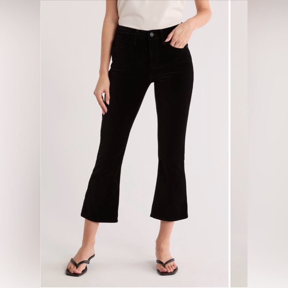 Frame Le Crop Mini Boot Velveteen Pants Black Flare High Rise NWt